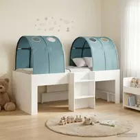 Lovos su Tuneliu 4 pcs Balta ir šviesiai mėlyna