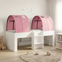 Lovos su Tuneliu 4 pcs Balta ir rožinė Apdirbta mediena