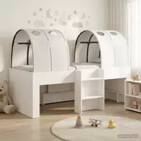 Lovos su Tuneliu 4 pcs Balta Apdirbta mediena