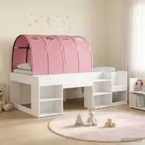 Lovos su Tuneliu 4 pcs Balta ir rožinė Apdirbta mediena
