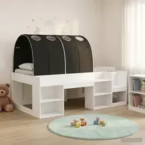 Lovos rėmas su tuneliu 3 pcs Balta ir juoda Dirbtinė mediena