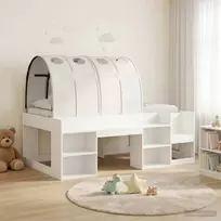 Lovos rėmas su tuneliu su lentyna 3 pcs Balta Dirbtinė mediena