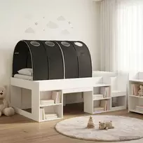 Lovos rėmas su tuneliu 3 pcs Balta ir juoda Apdirbta mediena