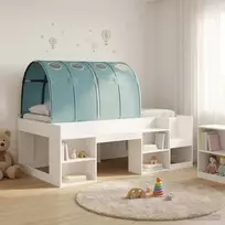 Lovos rėmas su tuneliu 3 pcs Balta ir šviesiai mėlyna
