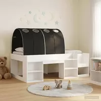 Lovos rėmas su tuneliu 3 pcs Balta ir juoda Apdirbta mediena