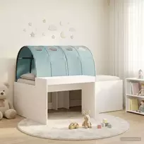 Lova su tuneliu 3 pcs Balta ir šviesiai mėlyna Apdirbta mediena