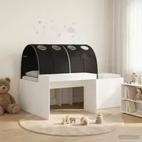 Lova su tuneliu 3 pcs Balta ir juoda Apdirbta mediena