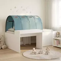 Lovą su tuneliu 4 pcs Artisian ąžuolas ir šviesiai mėlyna