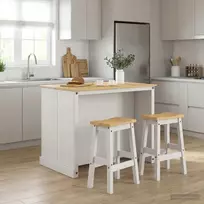 Virtuvės salos komplektas 3 pcs Balta ir medaus vašku