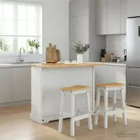Virtuvės salos komplektas 3 pcs Balta ir medaus vašku