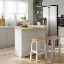 Virtuvės saugojimas 2 pcs Balta ir medaus vašku Kietas pušis