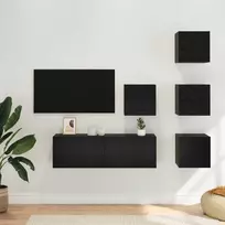 TV spintelių komplektas 5 pcs 100 x 30 x 30 cm Juodojo ąžuolo