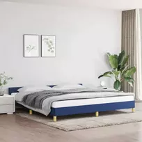 Lovos rėmas su galvūgaliu be čiužinio mėlynas 200x200cm audinys