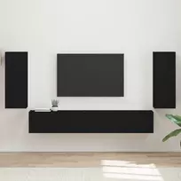 TV spintelių komplektas 4 pcs Juoda Apdirbta mediena