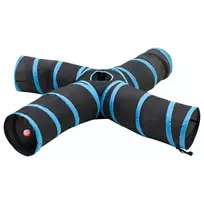 Katės tunelis, 4 krypčių, juodas ir mėlynas, 25 cm, poliesteris