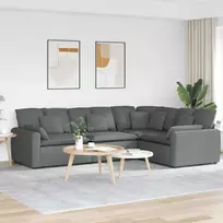 Modulinė sofa su pagalvėlėmis, audinys, tamsiai pilka