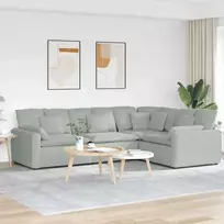 Modulinė sofa su pagalvėlėmis, aksominė, šviesiai pilka