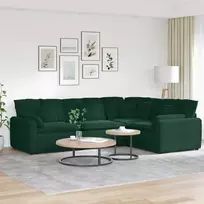 Modulinė sofa su pagalvėlėmis, aksominė, tamsiai žalia