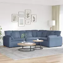 Modulinė sofa su pagalvėlėmis, velvetas, mėlyna
