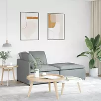 Modulinė sofa su pakoja ir pagalvėlėmis, audinys, šviesiai pilka