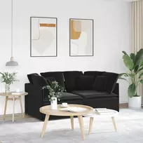Modulinė sofa su pagalvėlėmis, aksominė, juoda