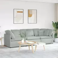 Modulinė sofa su pagalvėlėmis, aksominė, šviesiai pilka