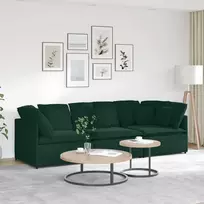 Modulinė sofa su pagalvėlėmis, aksominė, tamsiai žalia