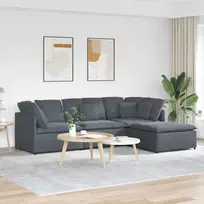 Modulinė sofa su pakoja ir pagalvėlėmis, aksominė, tamsiai pilka