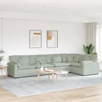 Modulinė sofa su pagalvėlėmis, aksominė, šviesiai pilka