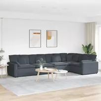Modulinė sofa su pagalvėlėmis, aksominė, tamsiai pilka