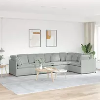 Modulinė sofa su pagalvėlėmis, aksominė, šviesiai pilka
