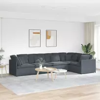 Modulinė sofa su pagalvėlėmis, aksominė, tamsiai pilka