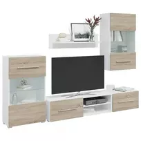 5 dalių televizoriaus spintelės su LED apšvietimu, sonoma ąžuolas, inžinerinė mediena