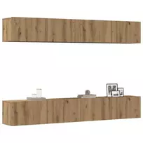 4 dalių prie sienos tvirtinamas televizoriaus spintelių komplektas, ąžuolo spalvos, 100x30x30 cm