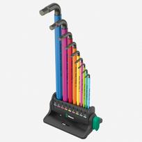 Wera 133165 950/9 Hex-Plus L-raktų rinkinys, 9 vnt., 1,5-10 mm, BlackLaser, spalvomis pažymėti, su sieniniu laikikliu