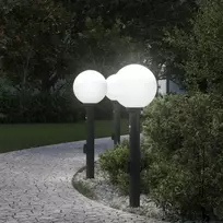 Apšvietimo stulpeliai su jutikliu ir lizdu, 3 vnt., 80 cm, juodi, IP44