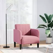 Sofa-kėdė su porankiais, rožinė, 54 cm, aksomas