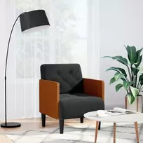 Sofa-kėdė su porankiais, juoda, 55 cm, aksominė