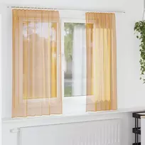 Voilės užuolaidos su kišenėmis karnizui, 2 vnt., oranžinės