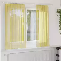 Voilės užuolaidos su kišenėmis karnizui, 2 vnt., geltonos