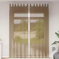 Voilės užuolaidos su kilpelėmis, 2 vnt., šviesiai rudos, 140x260 cm