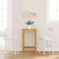 Baro kėdės, 2 vnt., baltos, masyvi mediena, guma