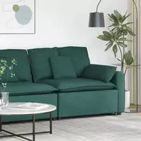 Modulinė sofa su porankiais ir pagalvėlėmis, tamsiai žalia, 100 cm