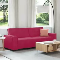 Trivietė sofa, vyno raudonumo, 220x78x84 cm, aksominė