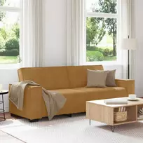Trivietė sofa, ruda, 220x78x84 cm, aksominė