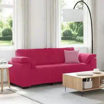 Trivietė sofa, vyno raudonumo, 220x77x82 cm, aksominė