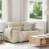 Dvivietė sofa, kreminės spalvos, 160x81x84 cm, dirbtinė oda