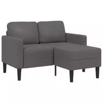 Dvivietė sofa su šezlongu, L formos, pilka, 125 cm, dirbtinė oda
