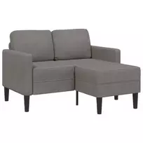 Dvivietė sofa su šezlongu, L formos, šviesiai pilka, 125 cm, linas
