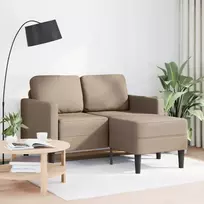 Dvivietė sofa su šezlongu, L formos, kapučino spalvos, 125 cm, dirbtinė oda